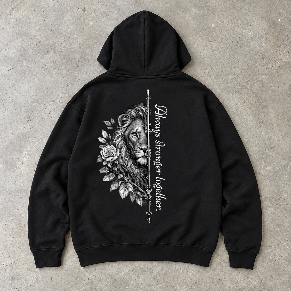 Always Stronger Together Löwe Premium Hoodie Schwarz
