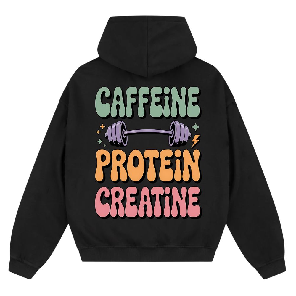 Caffeine Protein Creatine Oversize Zipper Hoodie