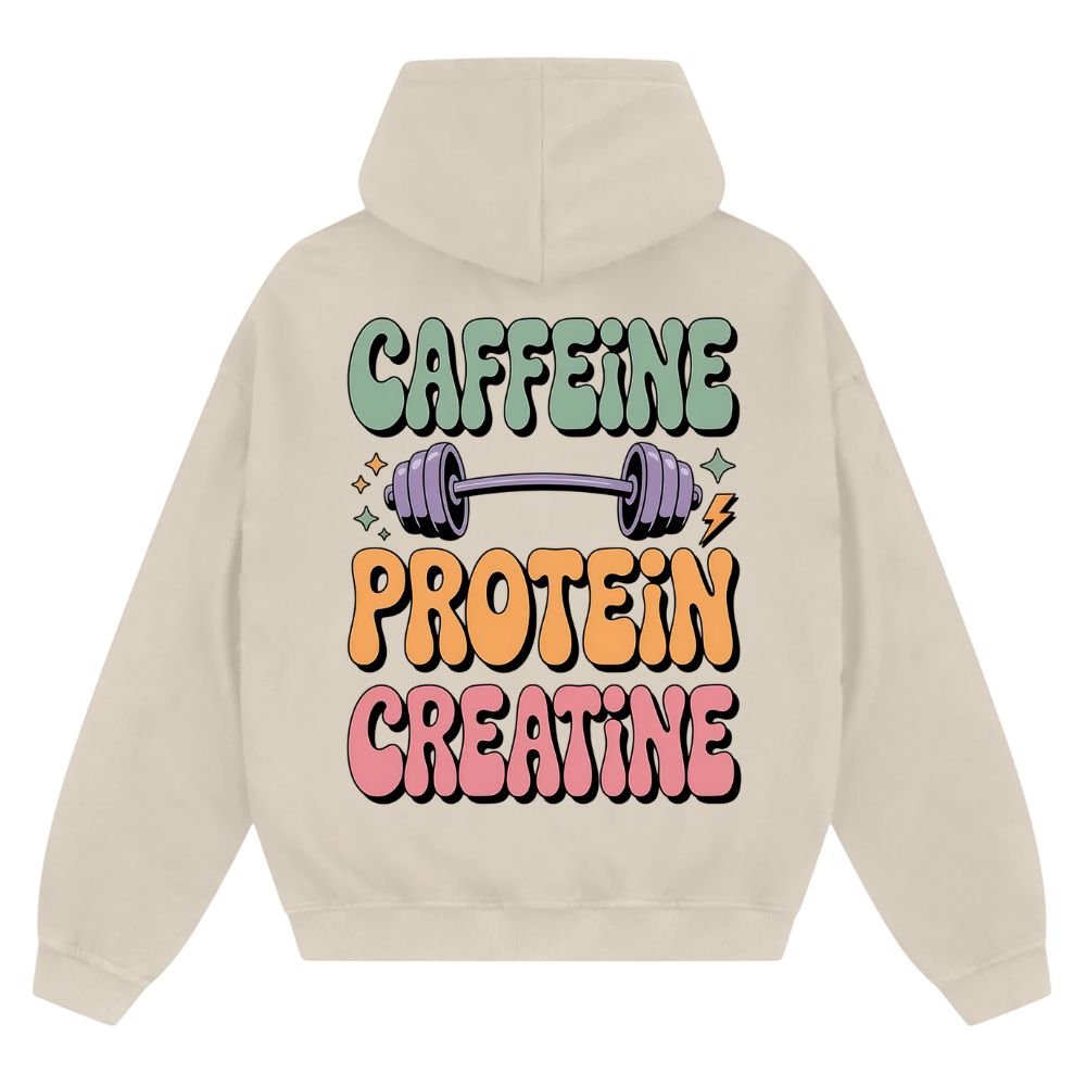 Caffeine Protein Creatine Oversize Zipper Hoodie