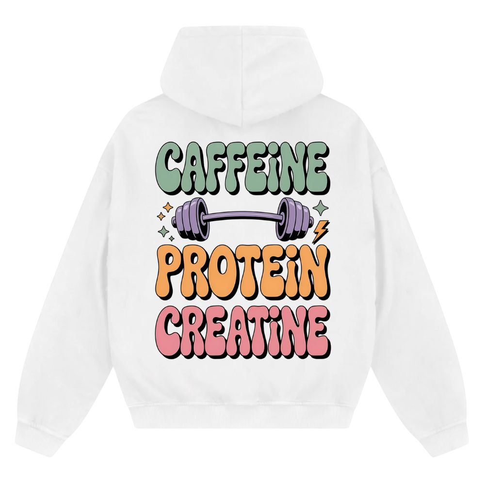 Caffeine Protein Creatine Oversize Zipper Hoodie
