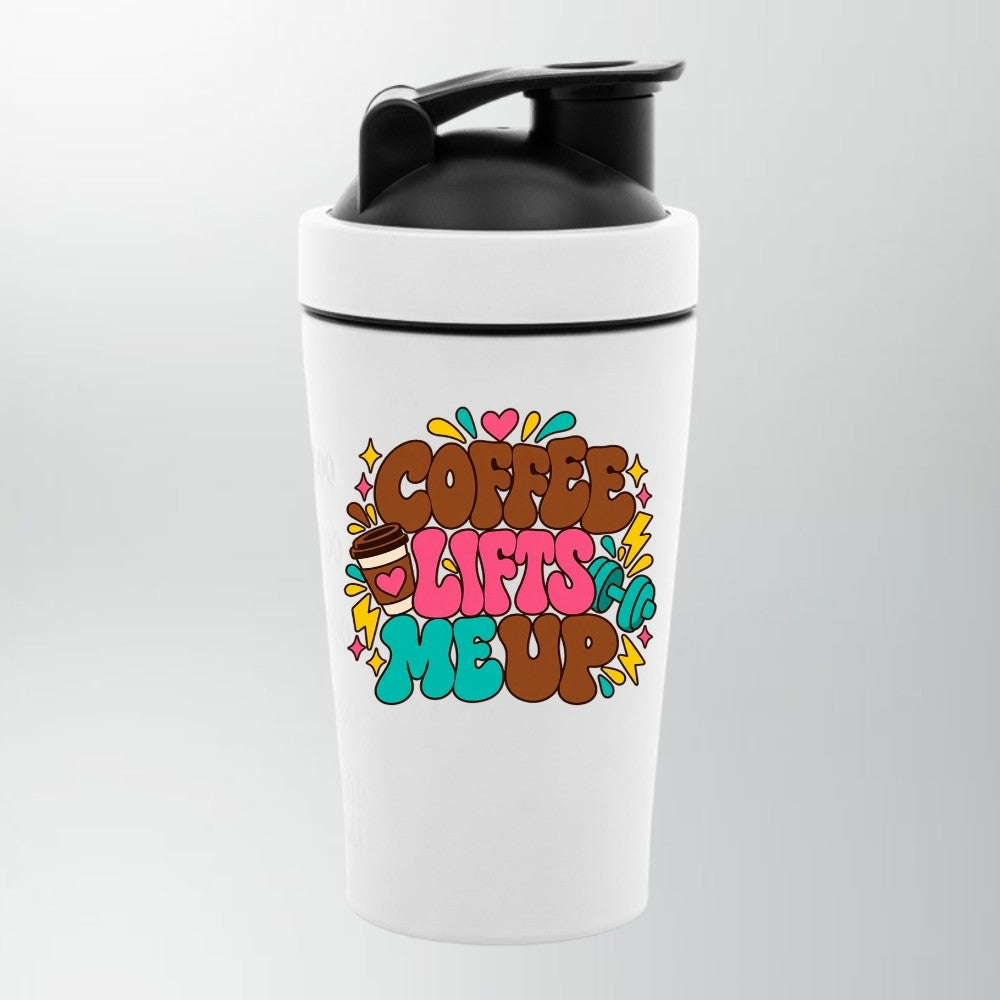 Coffee Lifts Me Up Edelstahl Shaker Damen Weiß
