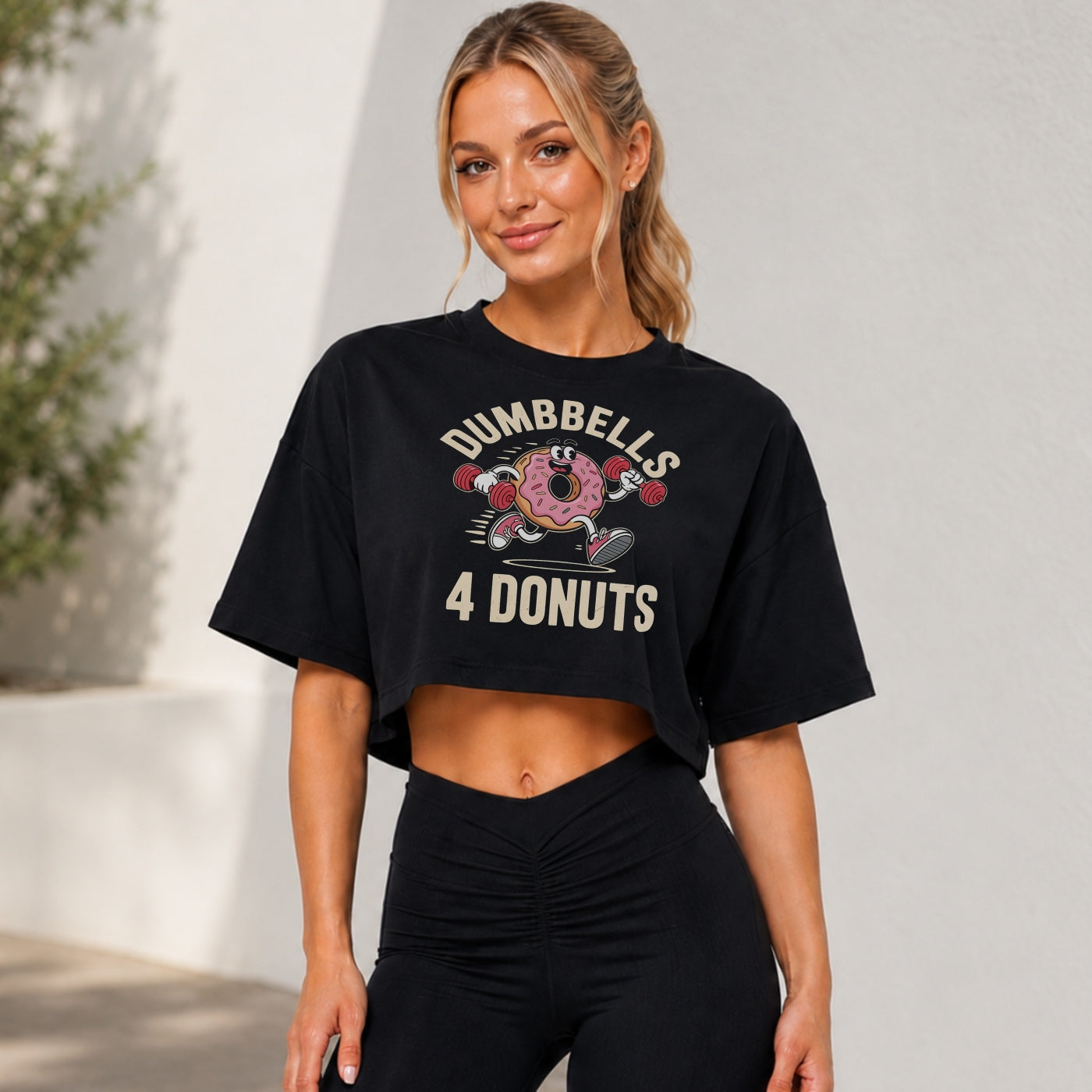 Dumbbells 4 Donuts Oversize Crop Top