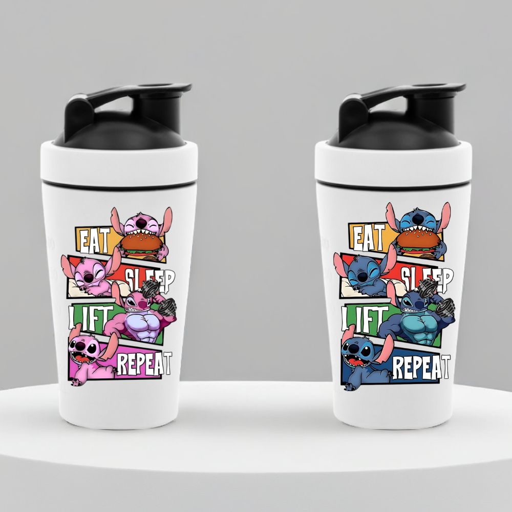 Monsters Eat Sleep Lift Repeat Couple Shaker