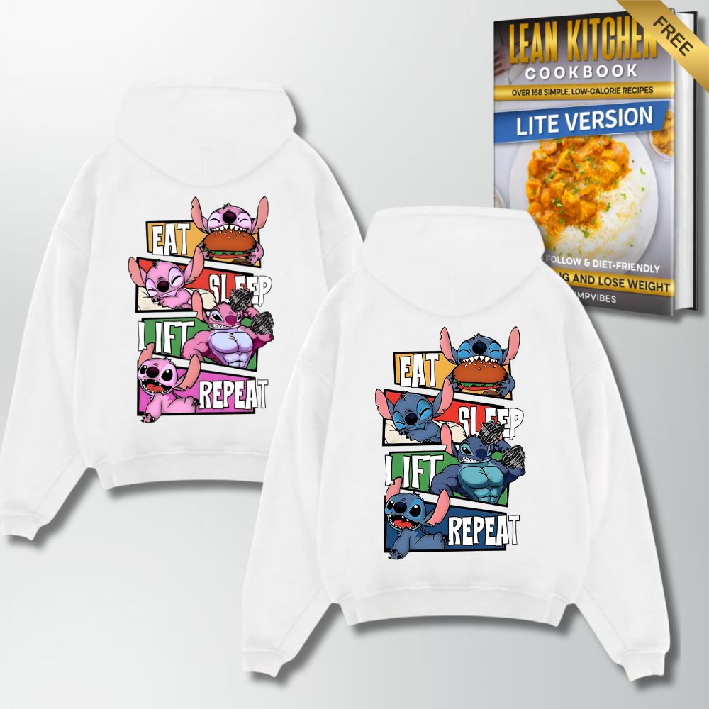 Monsters Eat Sleep Lift Repeat Couple Oversize Hoodie