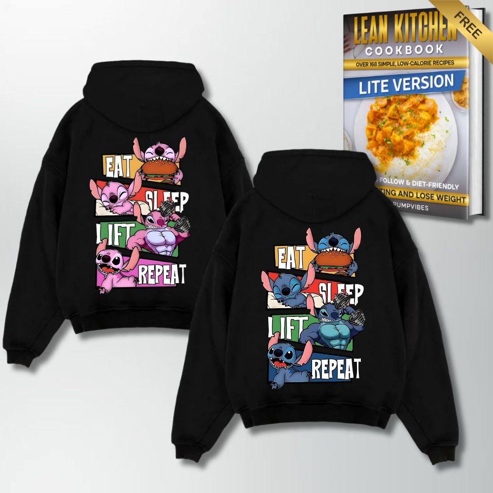 Monsters Eat Sleep Lift Repeat Couple Oversize Hoodie