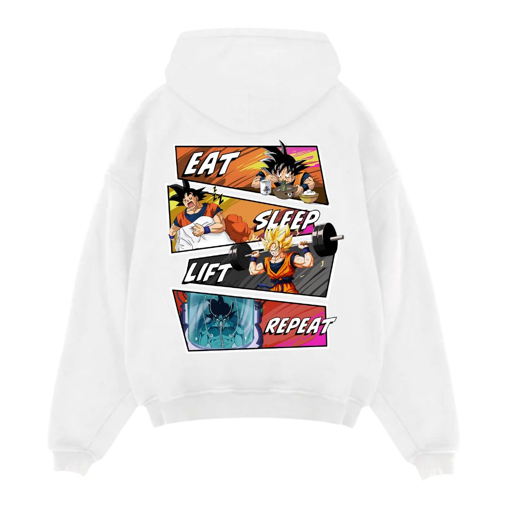 Eat Sleep Lift Repeat Goku Oversize Hoodie