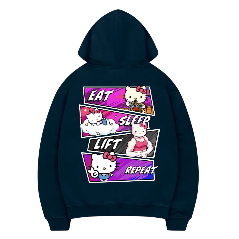 Eat Sleep Lift Repeat Hello Kitty Hoodie