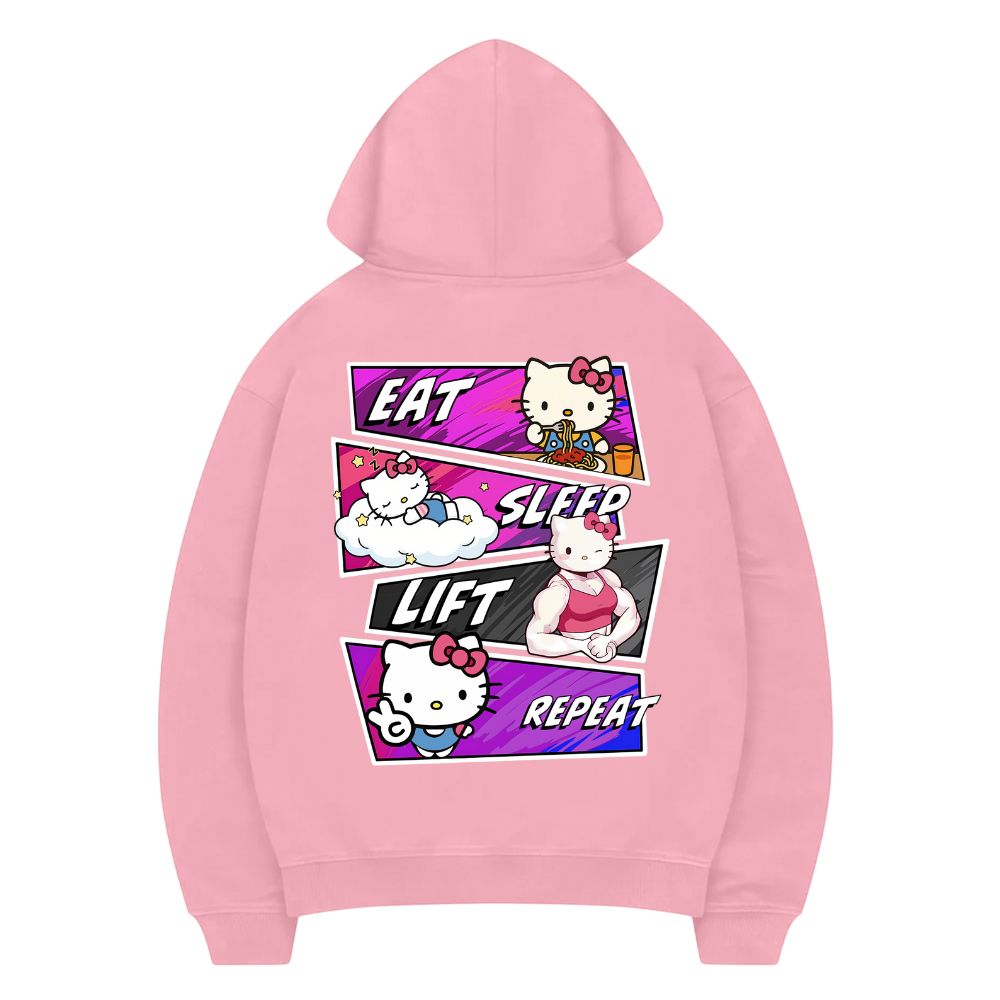 Eat Sleep Lift Repeat Hello Kitty Hoodie