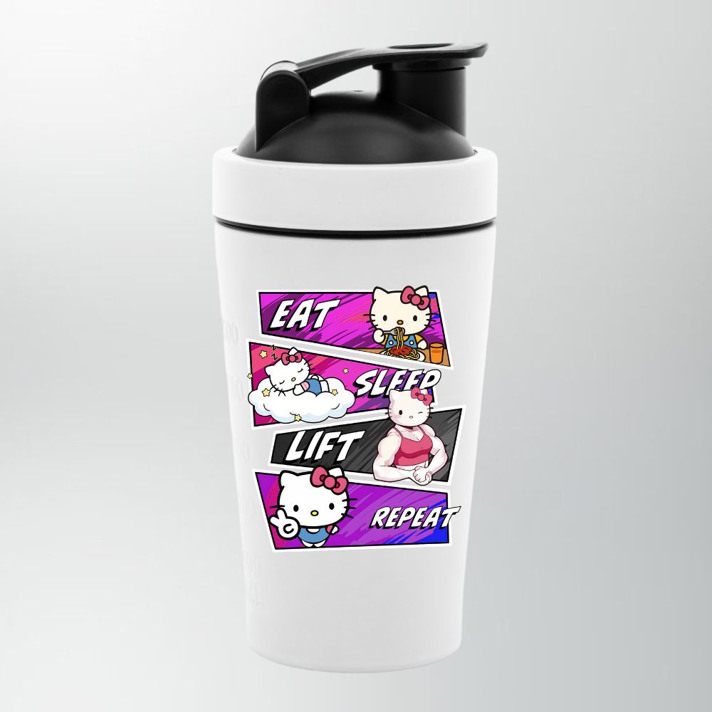Eat Sleep Lift Repeat Hello Kitty Edelstahl Shaker