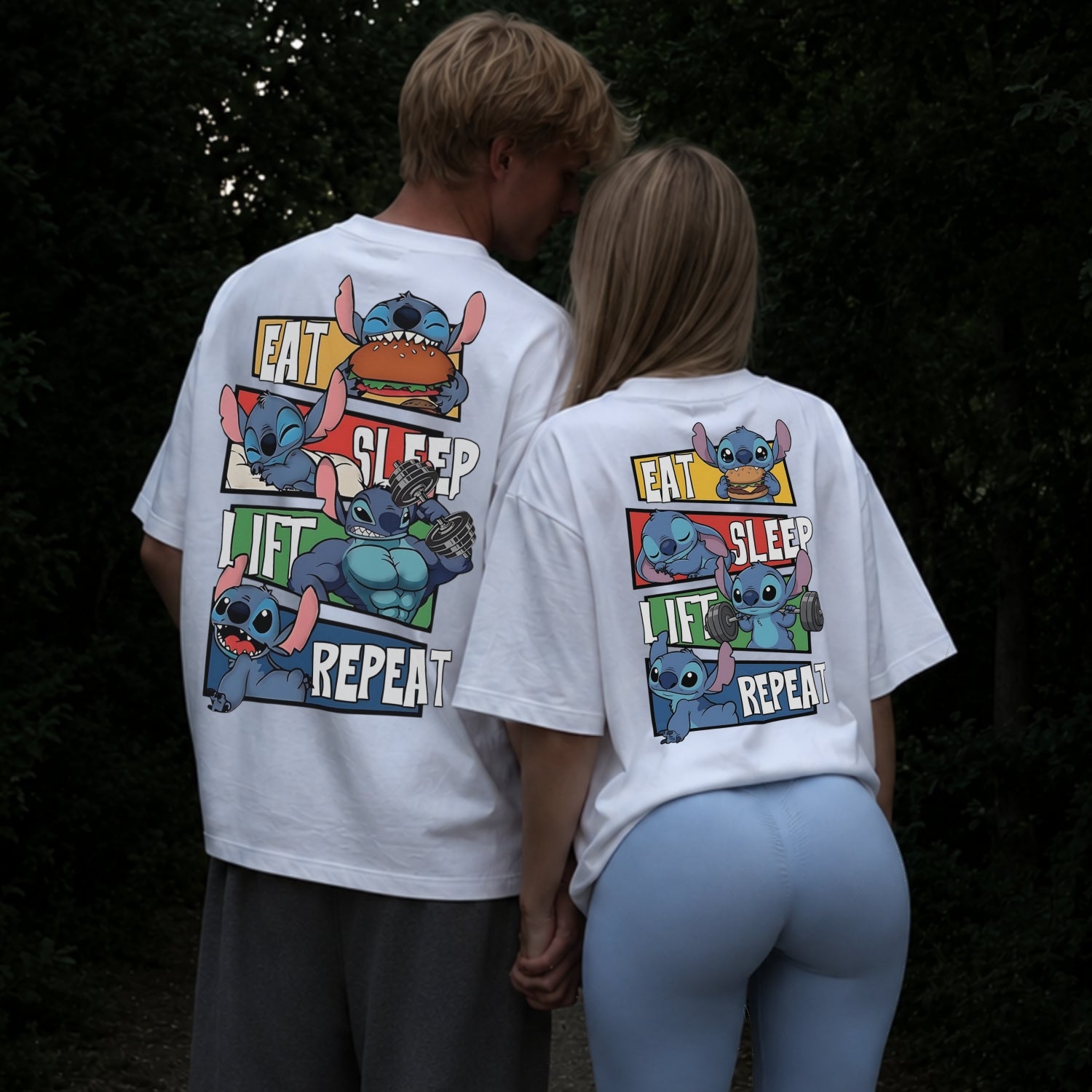 Eat Sleep Lift Repeat Couple Oversize Shirt