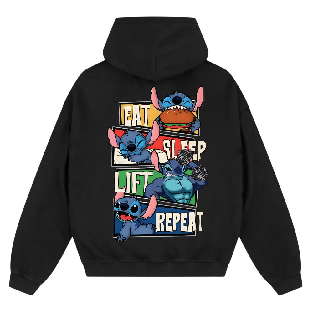 Eat Sleep Lift Repeat Oversize Zipper Hoodie