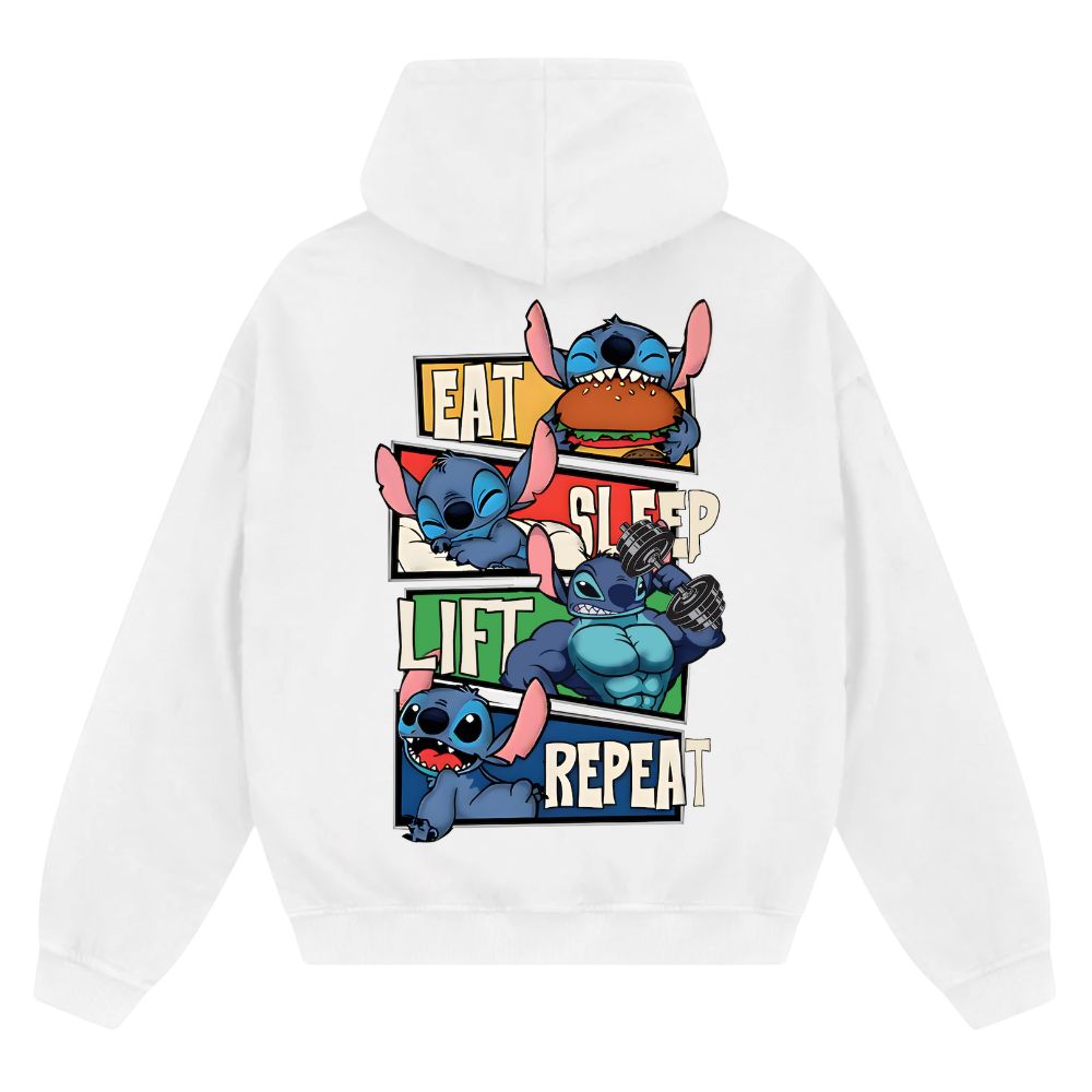 Eat Sleep Lift Repeat Oversize Zipper Hoodie