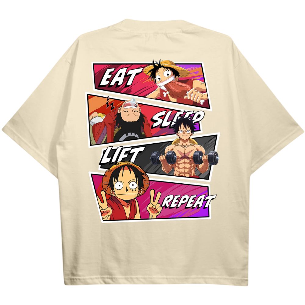 Eat Sleep Lift Repeat Ruffy Oversize Shirt