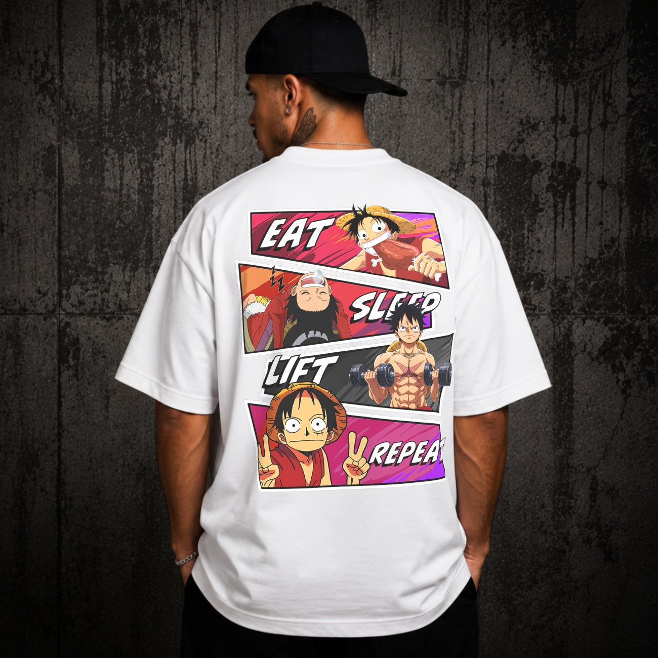Eat Sleep Lift Repeat Ruffy Oversize Shirt