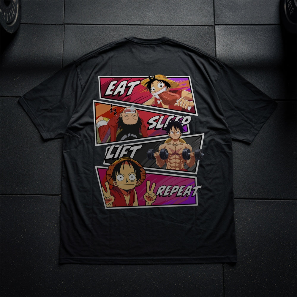 Eat Sleep Lift Repeat Ruffy Oversize Shirt