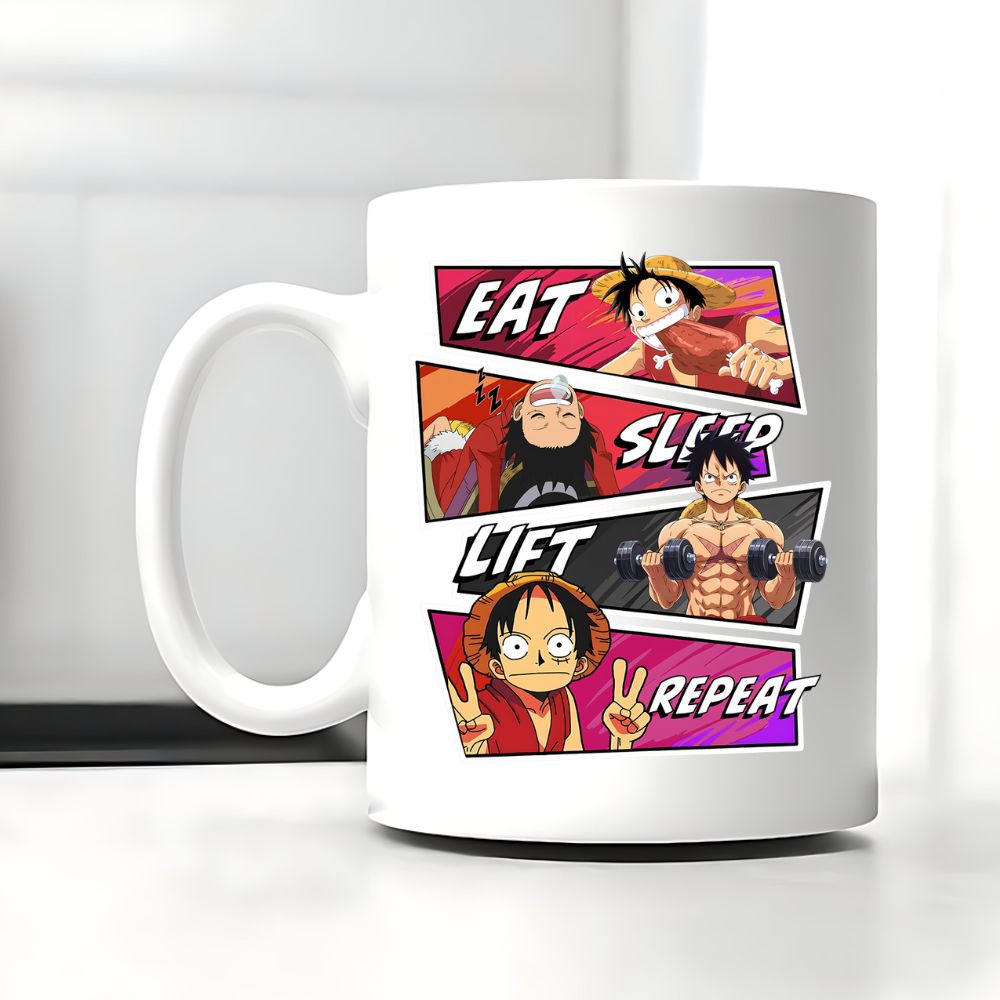 Eat Sleep Lift Repeat Ruffy Tasse
