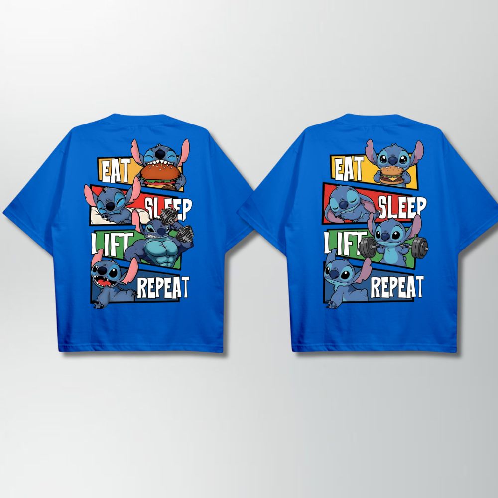 Eat Sleep Lift Repeat Couple Oversize Shirt