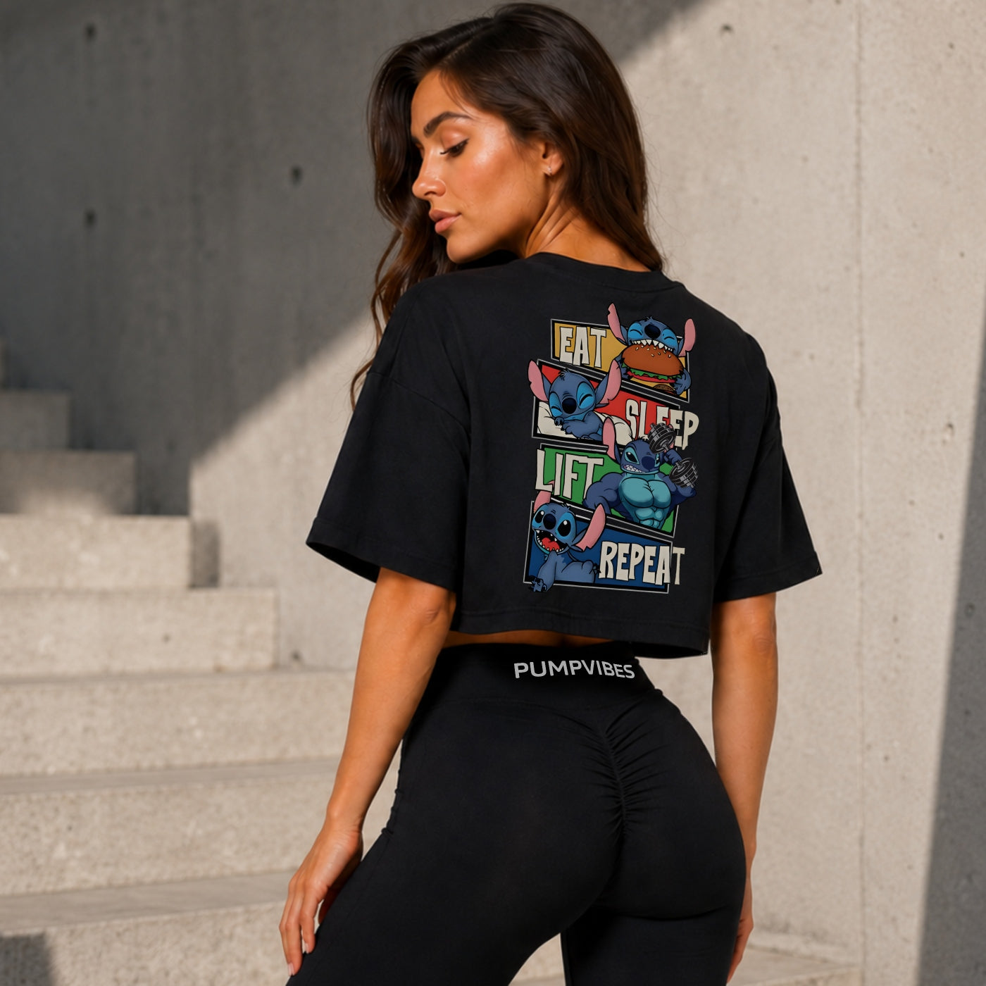 Eat Sleep Lift Repeat Oversize Crop Top