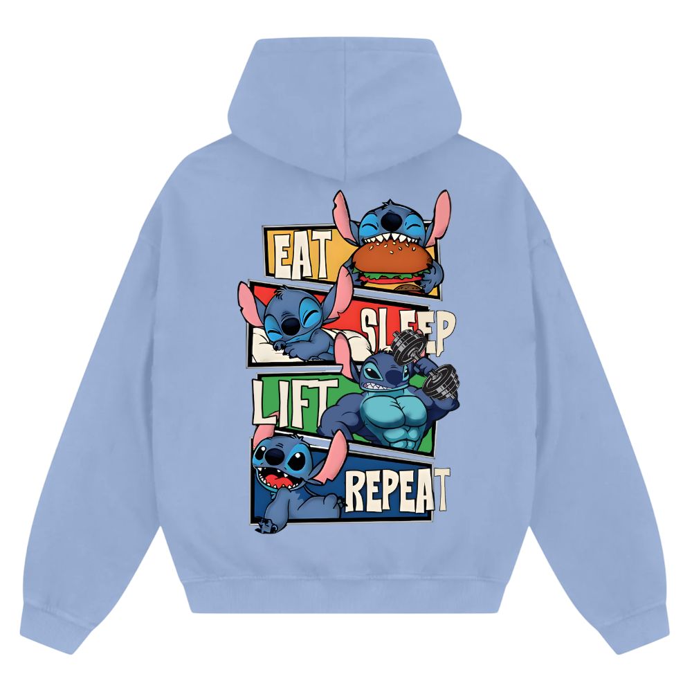 EAT SLEEP LIFT REPEAT OVERSIZE ZIPPER HOODIE