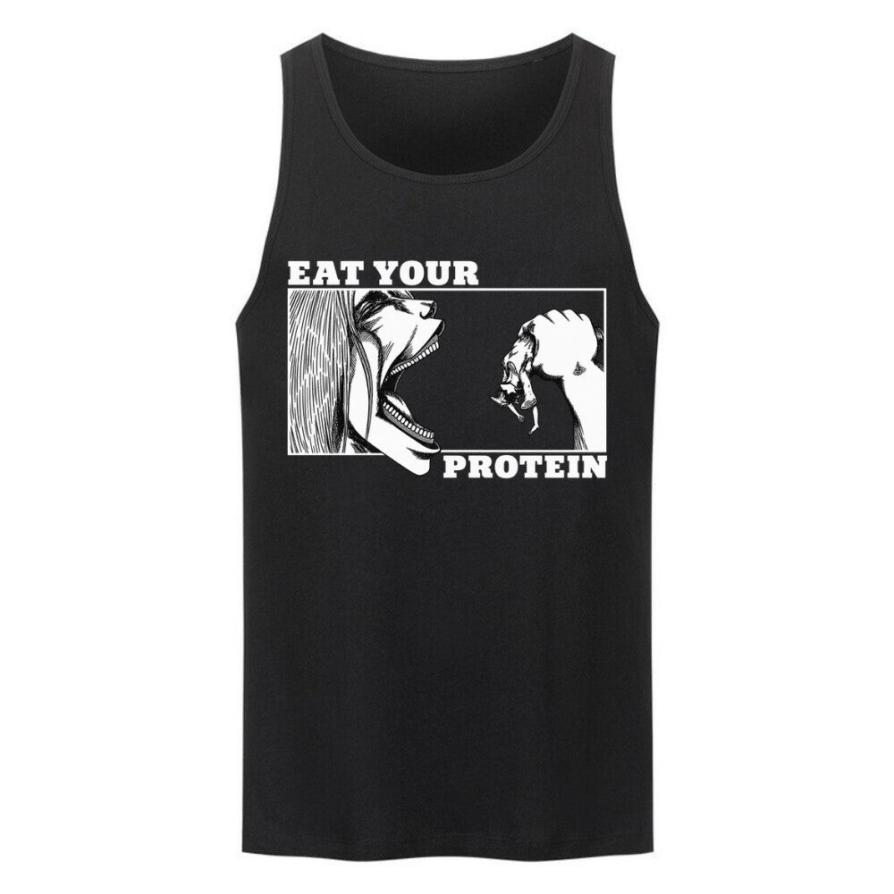 EAT YOUR PROTEIN Herren Tank Top Schwarz