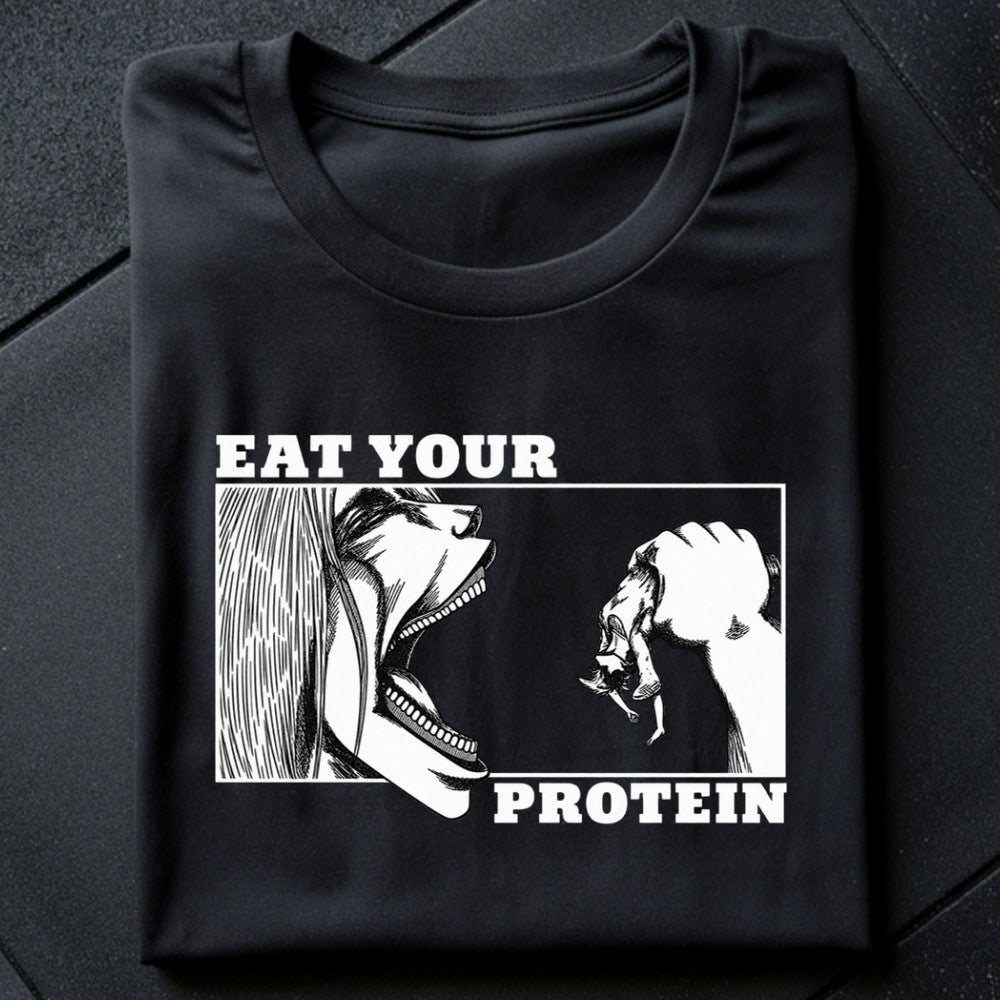 EAT YOUR PROTEIN Oversize Shirt Schwarz