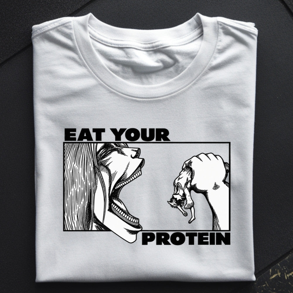 EAT YOUR PROTEIN Oversize Shirt Weiß