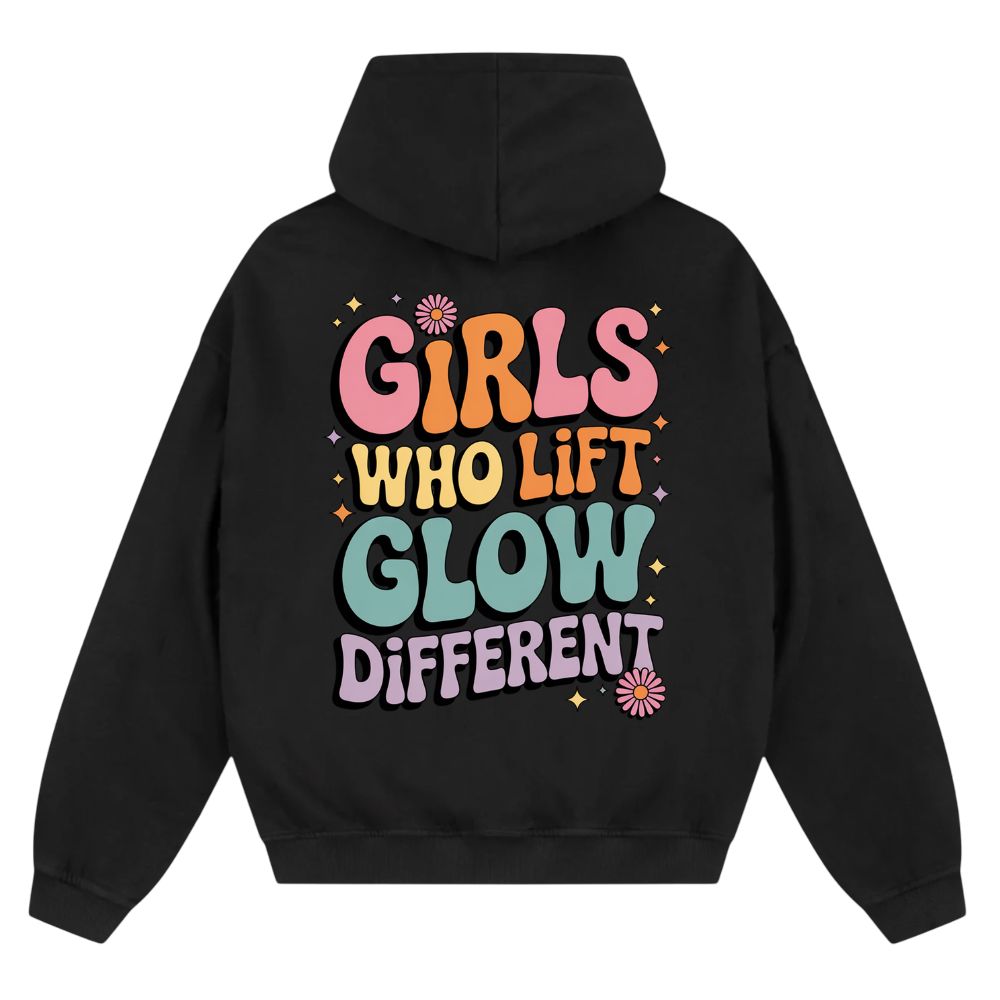 Girls Who Lift Glow Different Oversize Zipper Hoodie