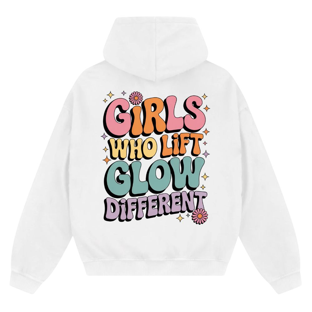 Girls Who Lift Glow Different Oversize Zipper Hoodie