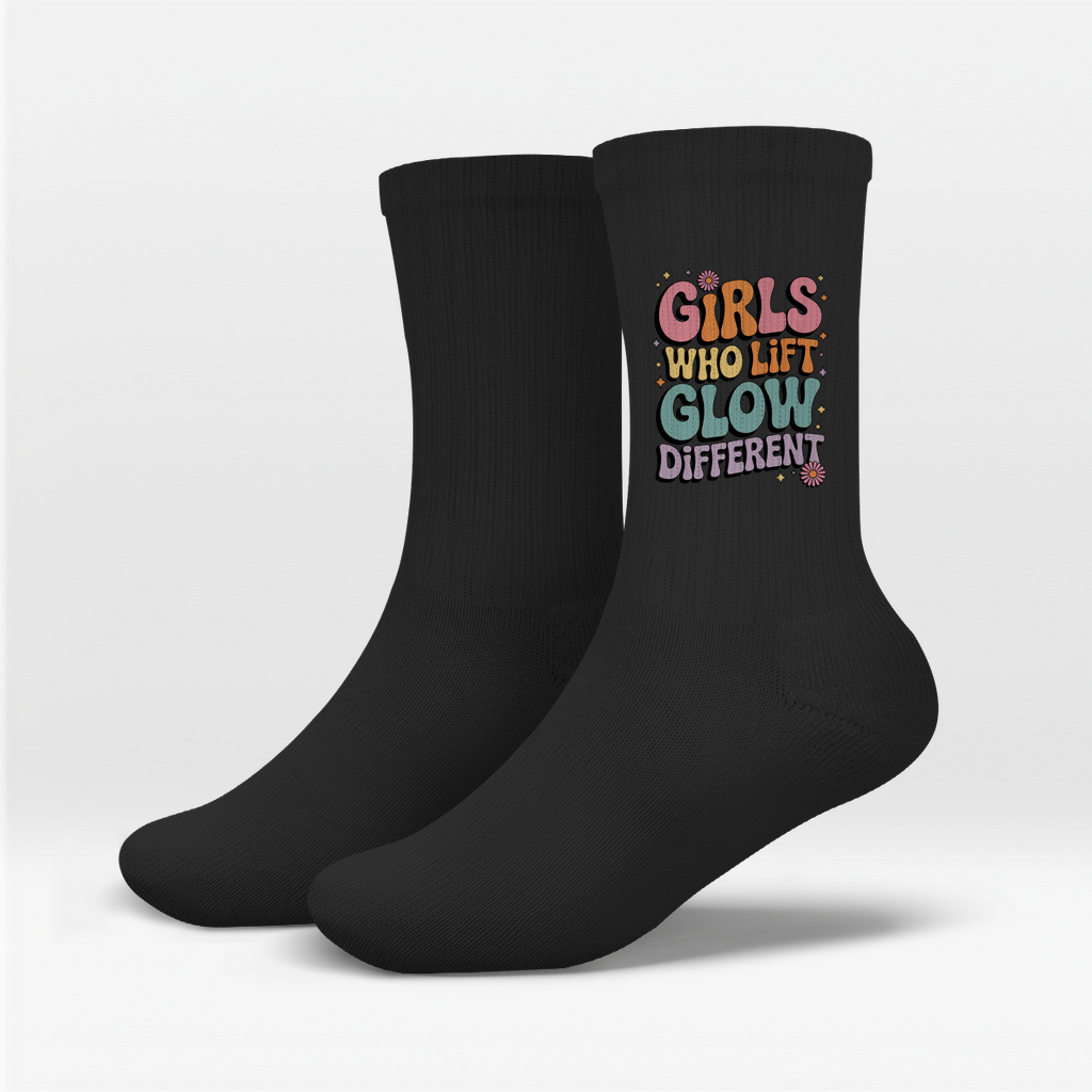 Girls Who Lift Glow Different Socken