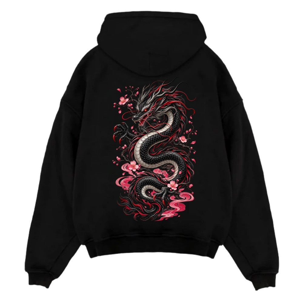 Red Dragon Oversize Hoodie Schwarz Backprint