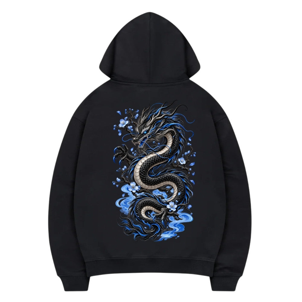 Ice Dragon Premium Hoodie Schwarz Backprint