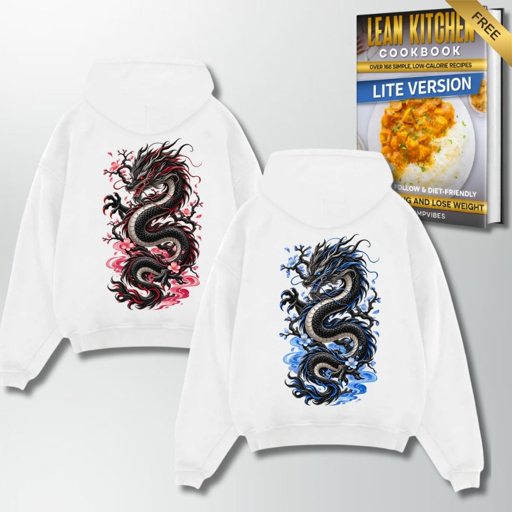 Eternal Dragons Couple Oversize Hoodie Weiß