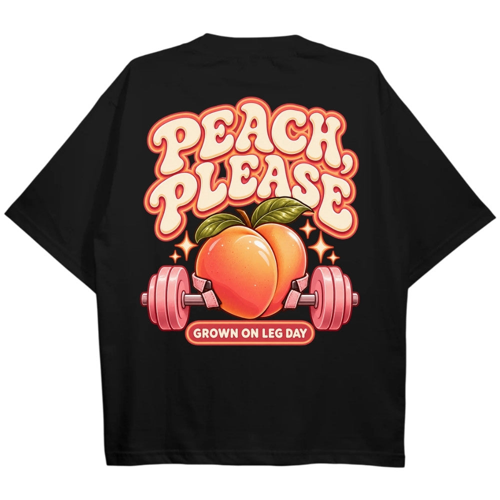 Peach Please Oversize Shirt Schwarz Backprint