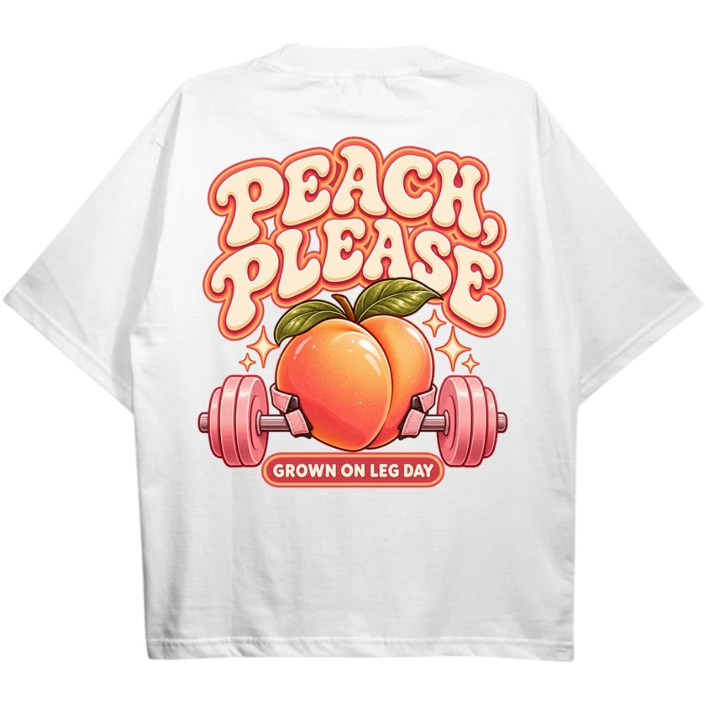 Peach Please Oversize Shirt Weiß Backprint