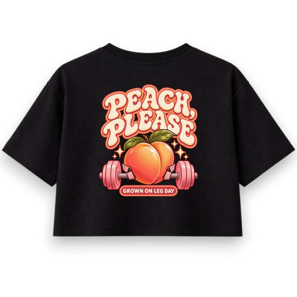 Peach Please Oversize Crop Top Schwarz Backprint