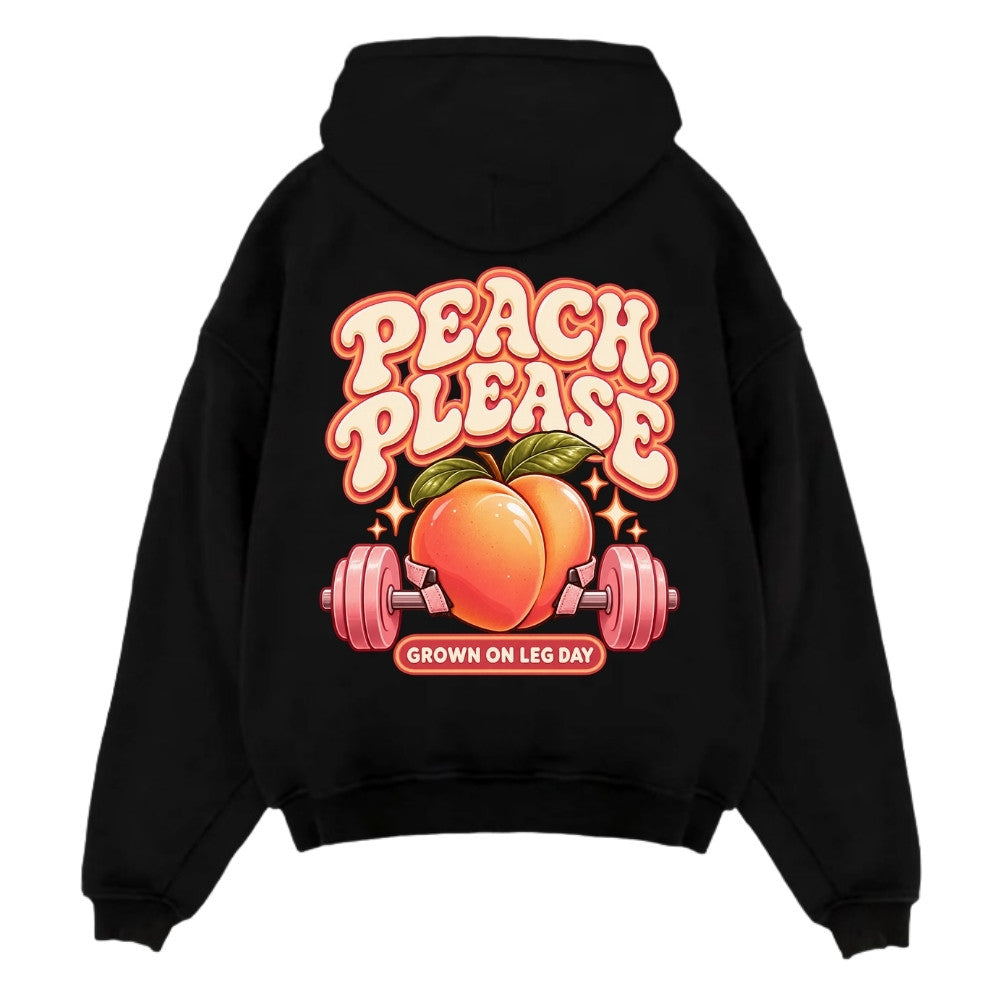 Peach Please Oversize Hoodie Schwarz Backprint
