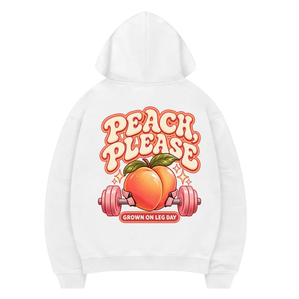 Peach Please Premium Hoodie Weiß Backprint