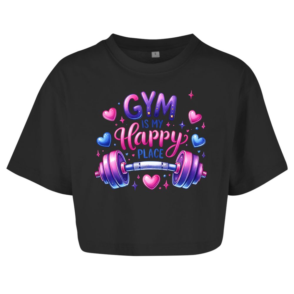 Gym Is My Happy Place Oversize Crop Top