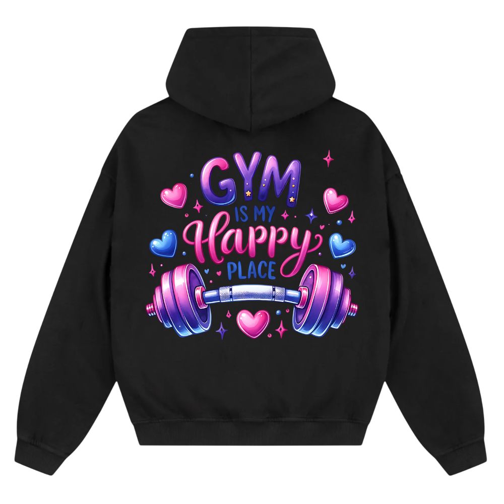 Gym Is My Happy Place Oversize Zipper Hoodie