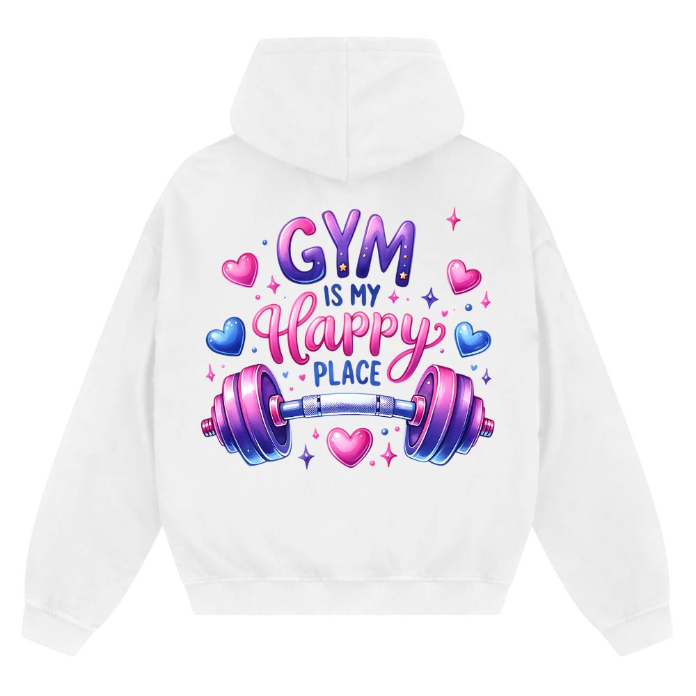 Gym Is My Happy Place Oversize Zipper Hoodie