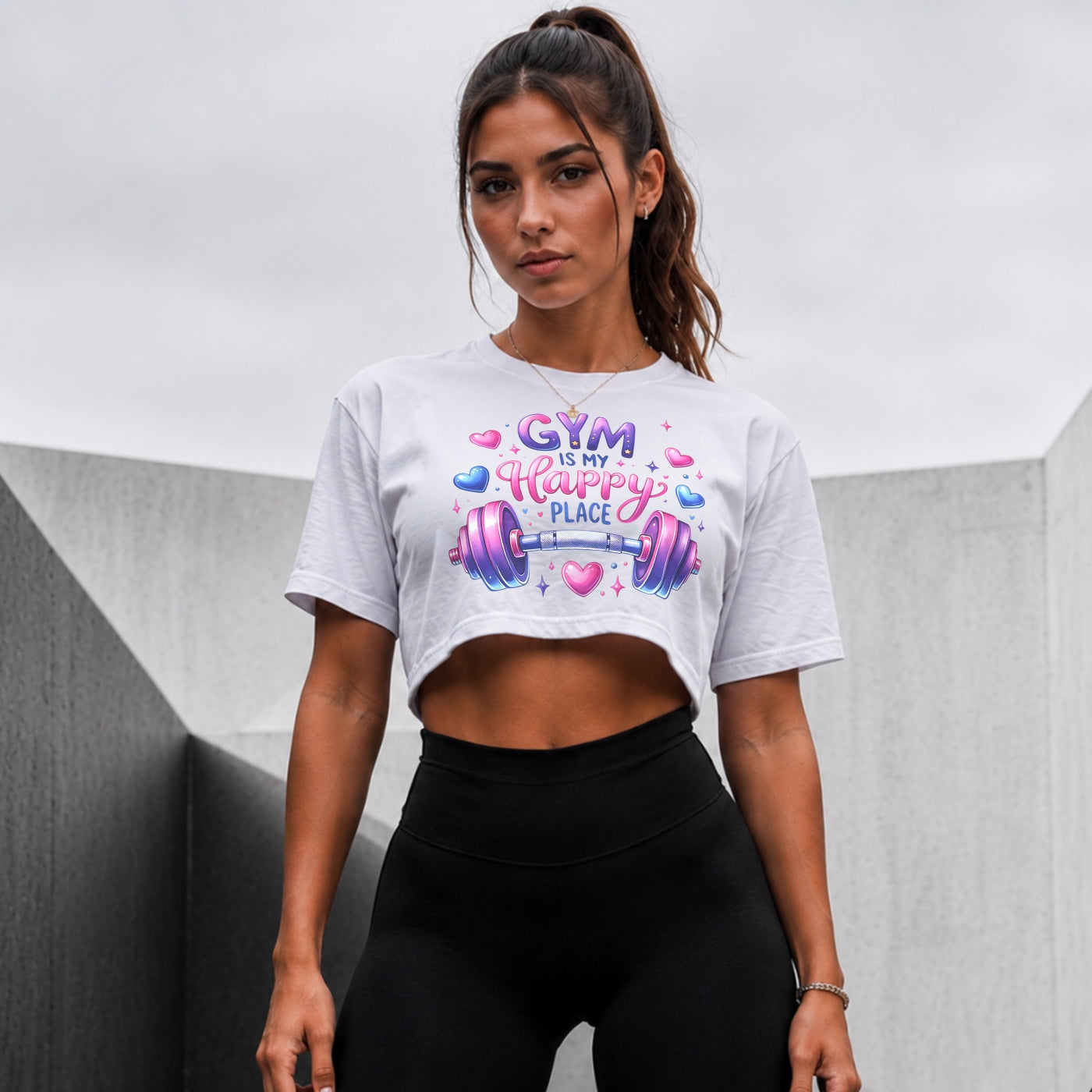 Gym Is My Happy Place Oversize Crop Top