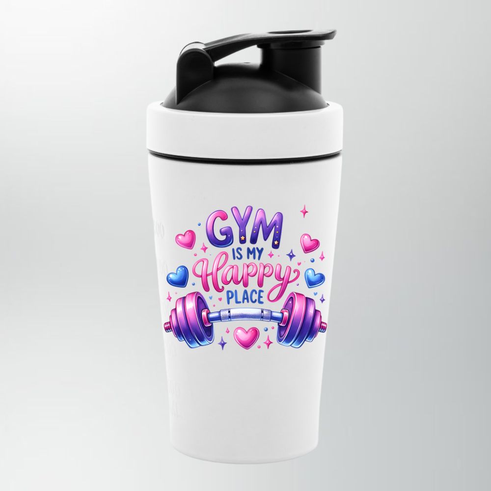 Gym Is My Happy Place Edelstahl Shaker