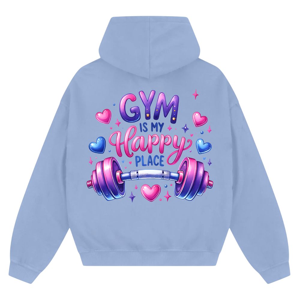 Gym Is My Happy Place Oversize Zipper Hoodie