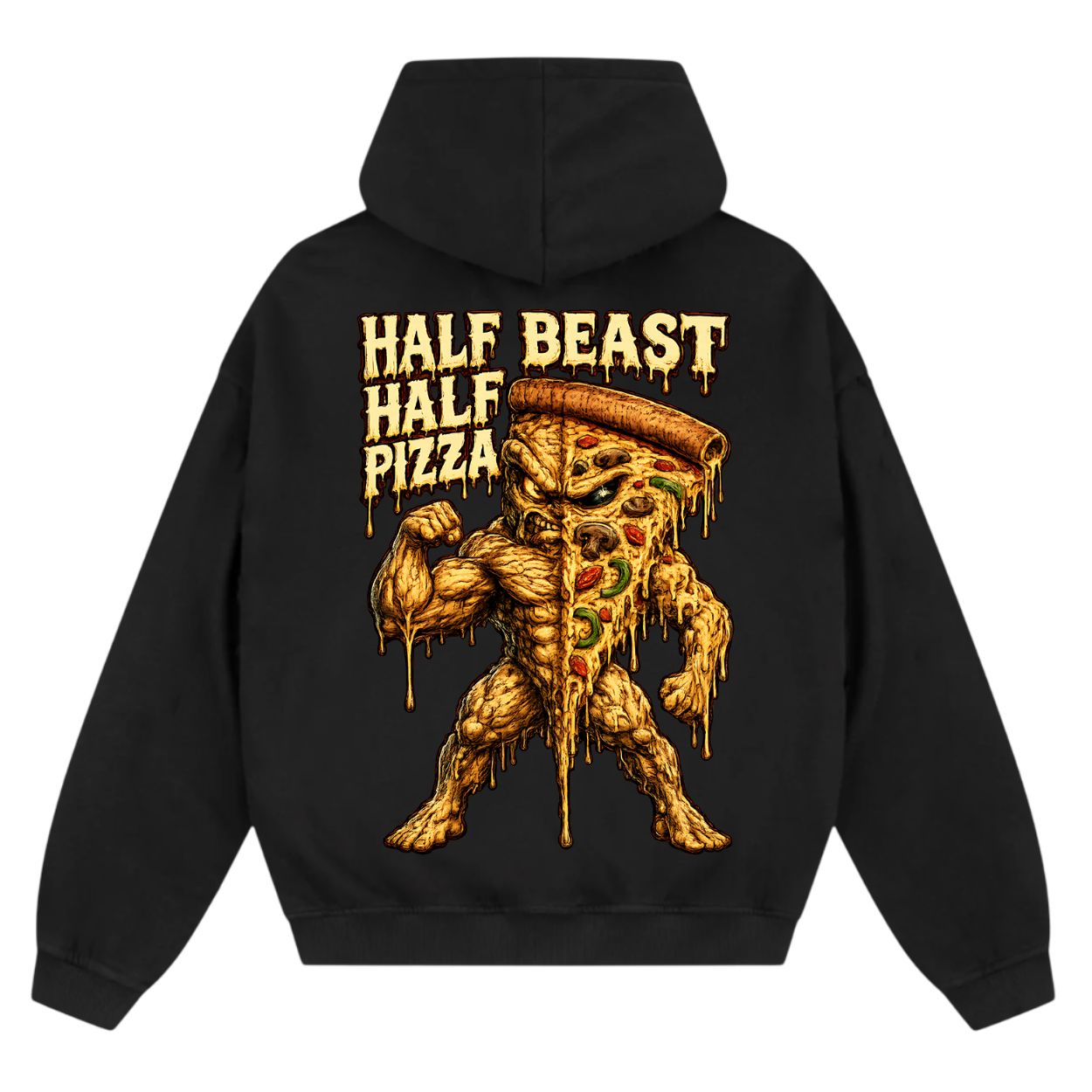 Half Beast Half Pizza Oversize Zipper Hoodie
