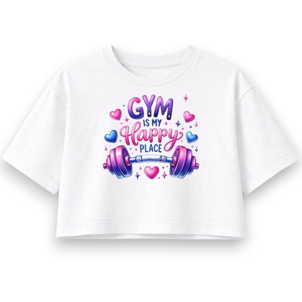 Gym Is My Happy Place Oversize Crop Top