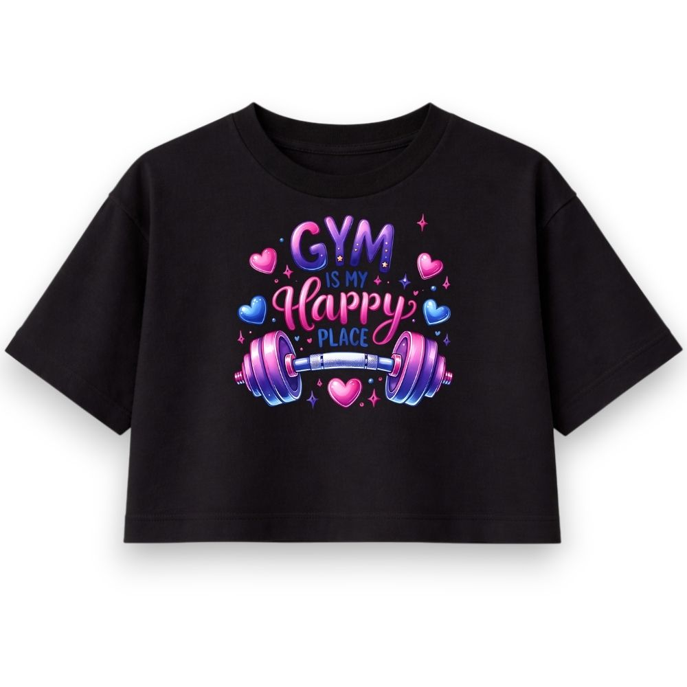 Gym Is My Happy Place Oversize Crop Top