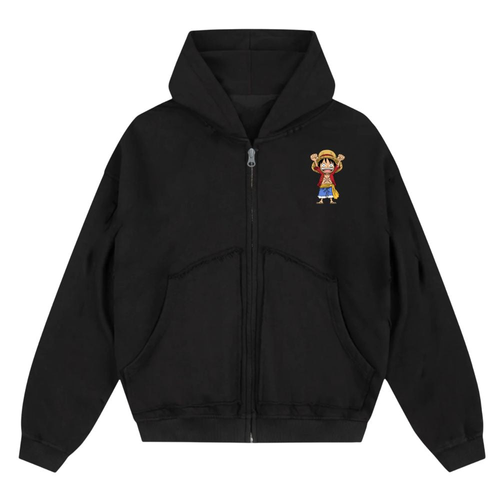 Happy Ruffy Oversize Zipper Hoodie