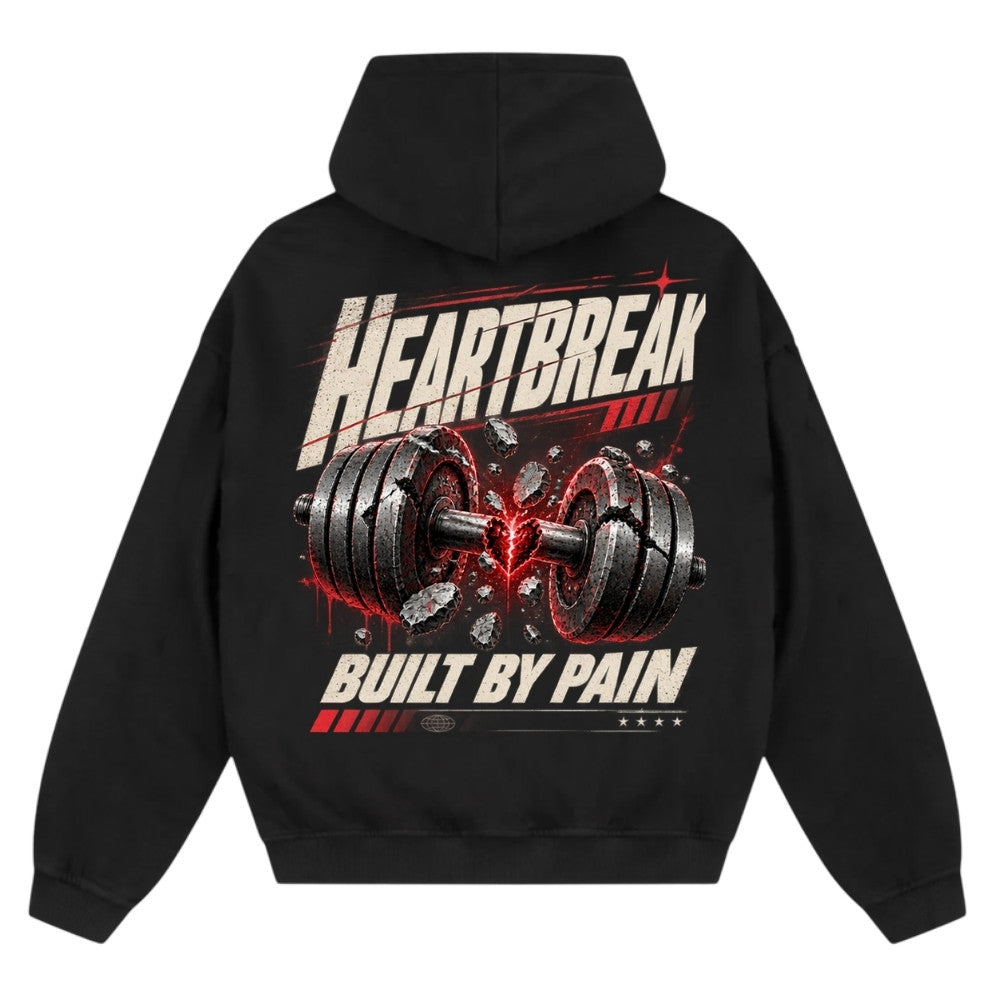 Heartbreak Oversize Zipper Hoodie Schwarz Backprint