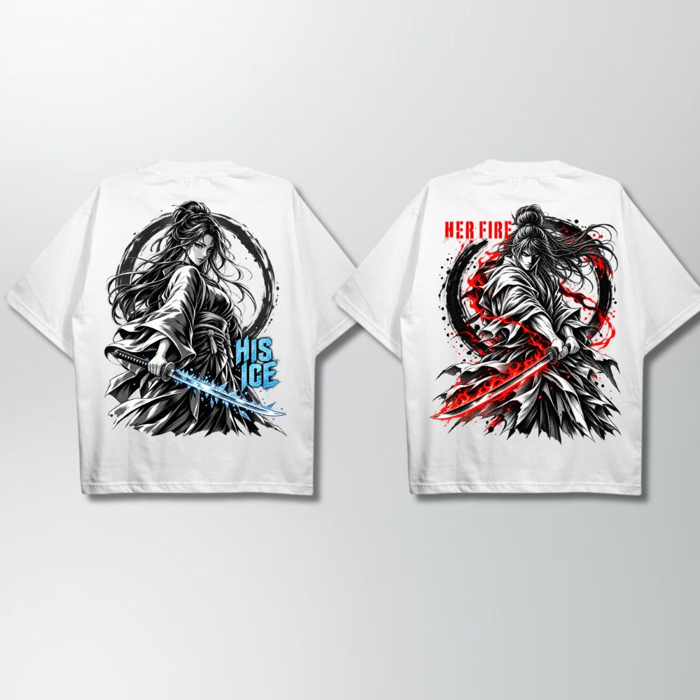 Fire & Ice Couple Oversize Shirt