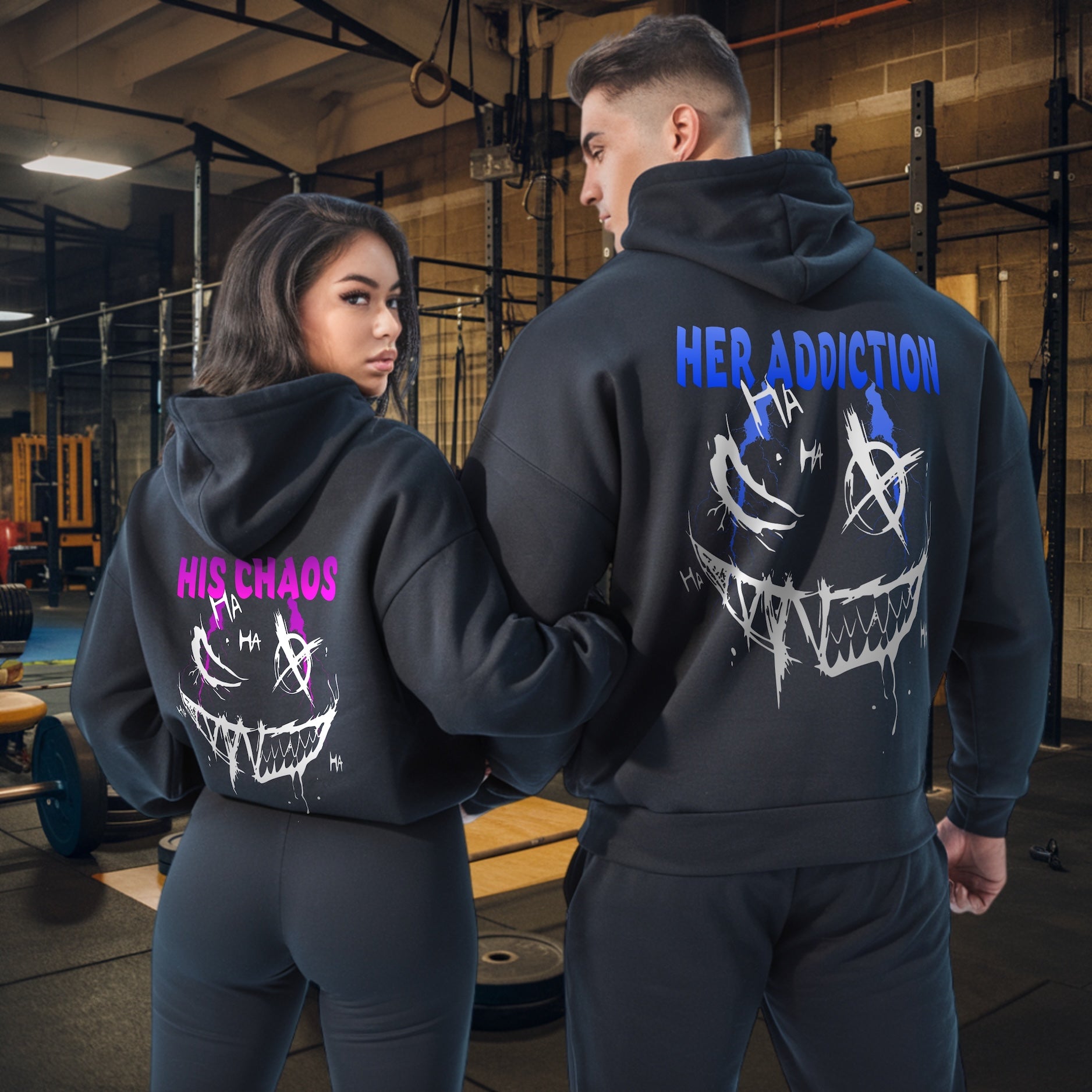 His Chaos Her Addiction Couple Hoodie